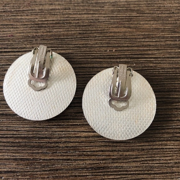 Vintage Teal blue & sliver seahorse clip on earrings - Picture 3 of 3